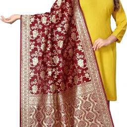 Jacquard Woven Maroon Women Dupatta-image-56