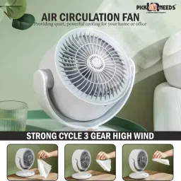 pick ur needs Rechargeable Table Fan With 4000mAh Long Battery Type C Charging 10W 4 hrs Lantern Emergency Light image 3