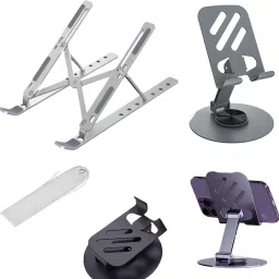 GADGETSWEAR Aluminum Laptop Stand for Desk with Adjustable Angles, Height, (Combo with 360 Degree Mobile Stand) , Laptop Accessories, Laptop Stand-image-44