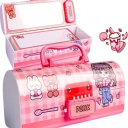 Multi-function pencil box/compass box for school children with lock system Cute Girl Art Plastic Pencil Box-77