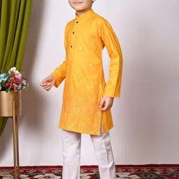 NFC CREATION Boys Embroidered Regular Sequinned Kurta with Pyjamas image 4