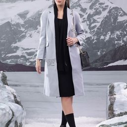 Kotty Printed Notched Lapel Single-Breasted Overcoat-22
