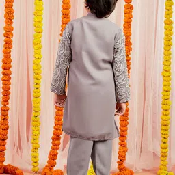VASTRAMAY Boys Embroidered Regular Thread Work Kurta with Pyjamas image 3