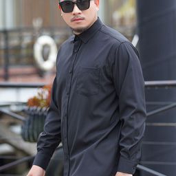 HERE&NOW Men Relaxed Fit Solid Spread Collar Cotton Casual Shirt-picture-11