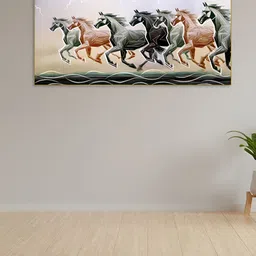 nestroots Green & Brown Horse Printed Canvas Painting Wall Art-image-43