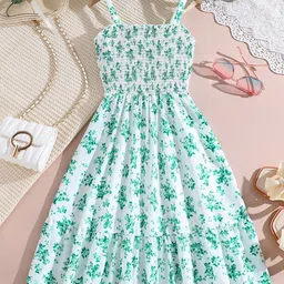 White World Floral Print Fit & Flare Maxi Dress-image-45