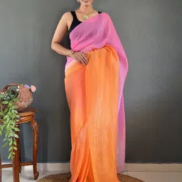 HERE&NOW Ombre Dyed Saree With Unstitched Blouse Piece-picture-24