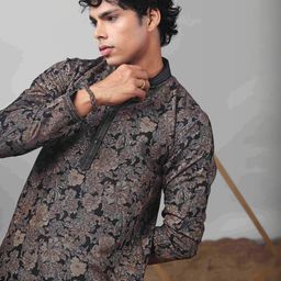Rawayi Floral Printed Mandarin Collar Straight Kurta-image-40