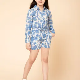 YK Girls Printed Long Sleeves Pure Cotton Shirt With Shorts-picture-21