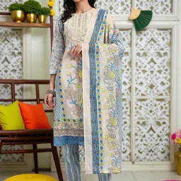Pannkh Women Floral Printed Kurta with Trousers & Dupatta-image-58