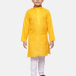 Covetus Boys Regular Yellow Kurta with White Dhoti Pant-image-106