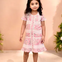 Fayon Kids Girls Floral Print Net A-Line Dress-39