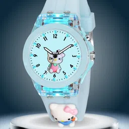 ON TIME OCTUS Kids Printed Dial & Straps Analogue Watch KD-027 SKY KITTY-31