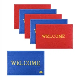 Aura 6-Pcs Red & Blue Printed Anti Skid Doormat-image-96
