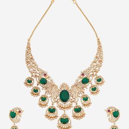 Kushal's Fashion Jewellery Gold-Plated Cubic Zirconia Studded Jewellery Set image 4