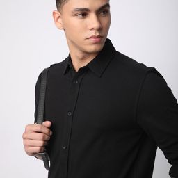 R&B Men Cutaway Collar Solid Cotton Casual Shirt-picture-5