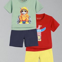 HELLCAT Boys Pack Of 2 Printed Round Neck T-Shirts With Shorts-image-71