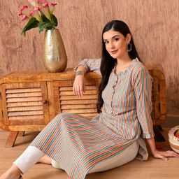 Anouk Rustic Women Chevron Printed Pure Cotton Kurta-picture-12