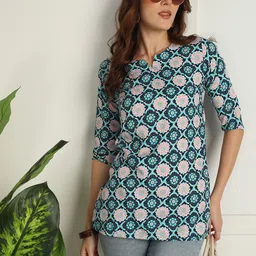 Moda Rapido Floral Printed V-Neck Kurti-image-89