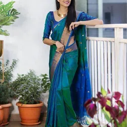 BerMondsey Woven Design Zari Silk Blend Banarasi Saree-55
