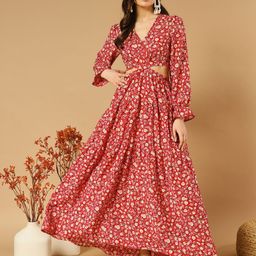 OTABU Floral Printed Cut-Outs Detail Maxi Dress-image-1