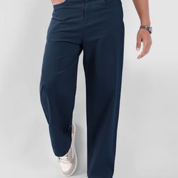 Beyoung Men Relaxed Fit Mid Rise Cotton Wide Leg Trousers-image-98