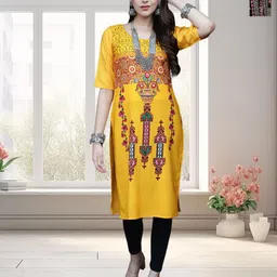 HERE&NOW Selection Of 2 Ethnic Motifs Printed Round Neck Straight Kurta-image-59