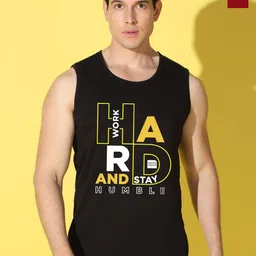 WOOSTRO Pack Of 2 Printed Combo Cotton Gym Vests VWS26(HARD BLACK)(PLAIN MAROON)-picture-56