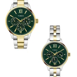 Timex Unisex Brass Embellished Dial & Stainless Steel Straps Analogue Watch TW00PR315-13
