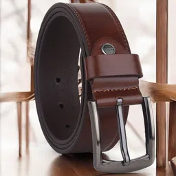 The Roadster Lifestyle Co. Men Solid Textured Leather Formal Belt-picture-3