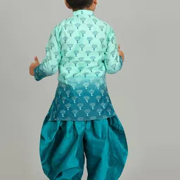 Cae Boys Floral Printed Regular Dupion Silk Kurta with Patiala image 5