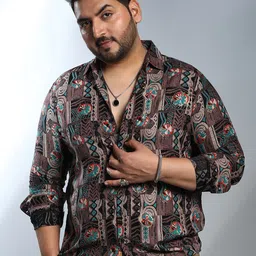 Instafab Plus Size Men Comfort Abstract Printed Casual Shirt-image-39