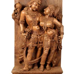 Exotic India Brown Couple Vishnu-Lakshmi Wooden Religious Idol Showpiece-image-68