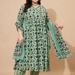 Vbuyz Women Floral Printed Regular Kurta with Trousers & With Dupatta-picture-23