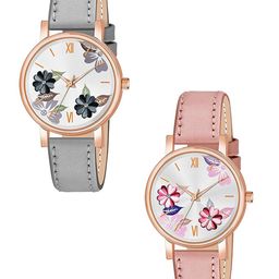 Gopal Shopcart Unisex pack of 2 Print Analogue Watch C36RG GREY PEACH Fosil L-image-38