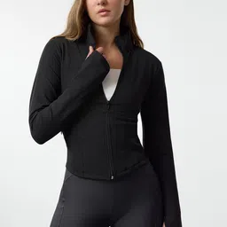 Trendyol Women Solid Mock Collar Crop Tailored Jacket-picture-38