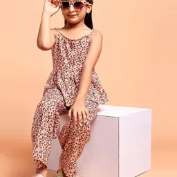 YK Girls Floral Printed Peplum Top With Trousers-image-12