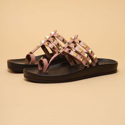 ERIDANI Women Embellished Open Toe Flats-image-8