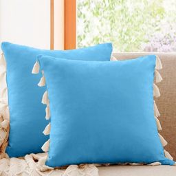 Cottonfry Blue & White 2 Pieces Pure Cotton Square Cushion Covers-image-104