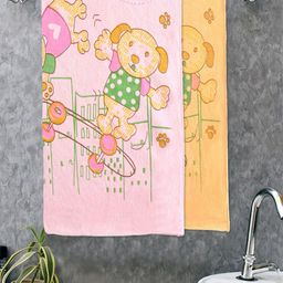 Myntra Elegant Homes Pink & Mustard 2 Pieces Printed Cotton 420 GSM Bath Towels-image-39