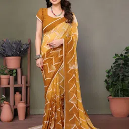 yourwish Pure Georgette Printed Saree With Sequinned Embroidered Blouse Piece-picture-12