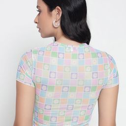 Sugercandy Checked Net Crop Top image 5