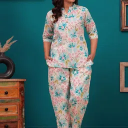 Nevisha Style Women's Printed Pure Cotton Tunic With Trousers Co-Ords-picture-52
