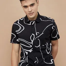 CODE by Lifestyle Men Abstract Printed Spread Collar Cotton Casual Shirt-image-77