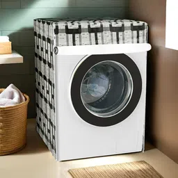 Kuber Industries Grey Checked Light Weight Front Load Washing Machine Cover-37