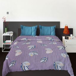 Threadwear Purple & Blue Printed 400 TC King Bedsheet Sets - 2.75 m x 2.75 m-image-69