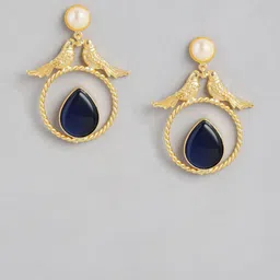 Anouk Gold-Plated Artificial Stone Studded Circular Shaped Drop Earrings image 3