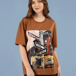 Mast & Harbour Women Printed Drop-Shoulder Sleeves T-shirt-picture-27