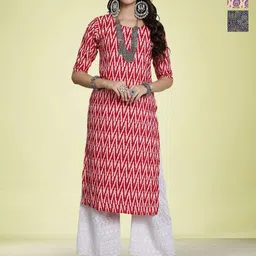 Moda Rapido Women Ethnic Motifs Printed Thread Work Floral Crepe Kurta-image-52