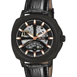 ALIX Men Skeleton Dial & Leather Textured Straps Analogue Automatic Watch AL2911L_BB-13